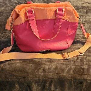 BCBGeneration Women’s Pink and Orange Convertible Satchel Shoulder Bag